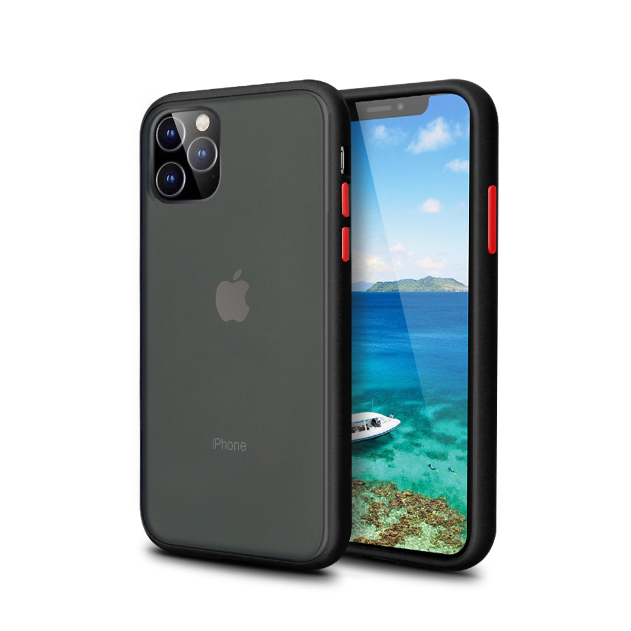 iPHONE 11 Pro (5.8 in) Slim Matte Hybrid Bumper Case (Black Black)